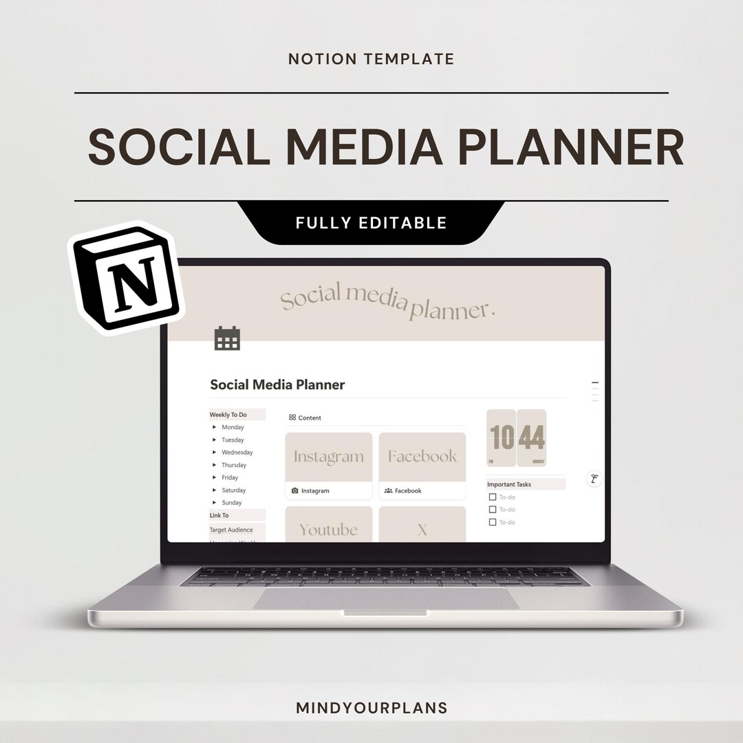 Notion Social Media Planner Template Digital Content Calendar With Flip ...