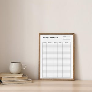 Afdrukbaar gewichttracker, sjabloon gewichtslogboek, gewichtstoenametracker, gewichtsverliestracker, gewichtsblad, A4/A5/Letter/Half, Instant Download
