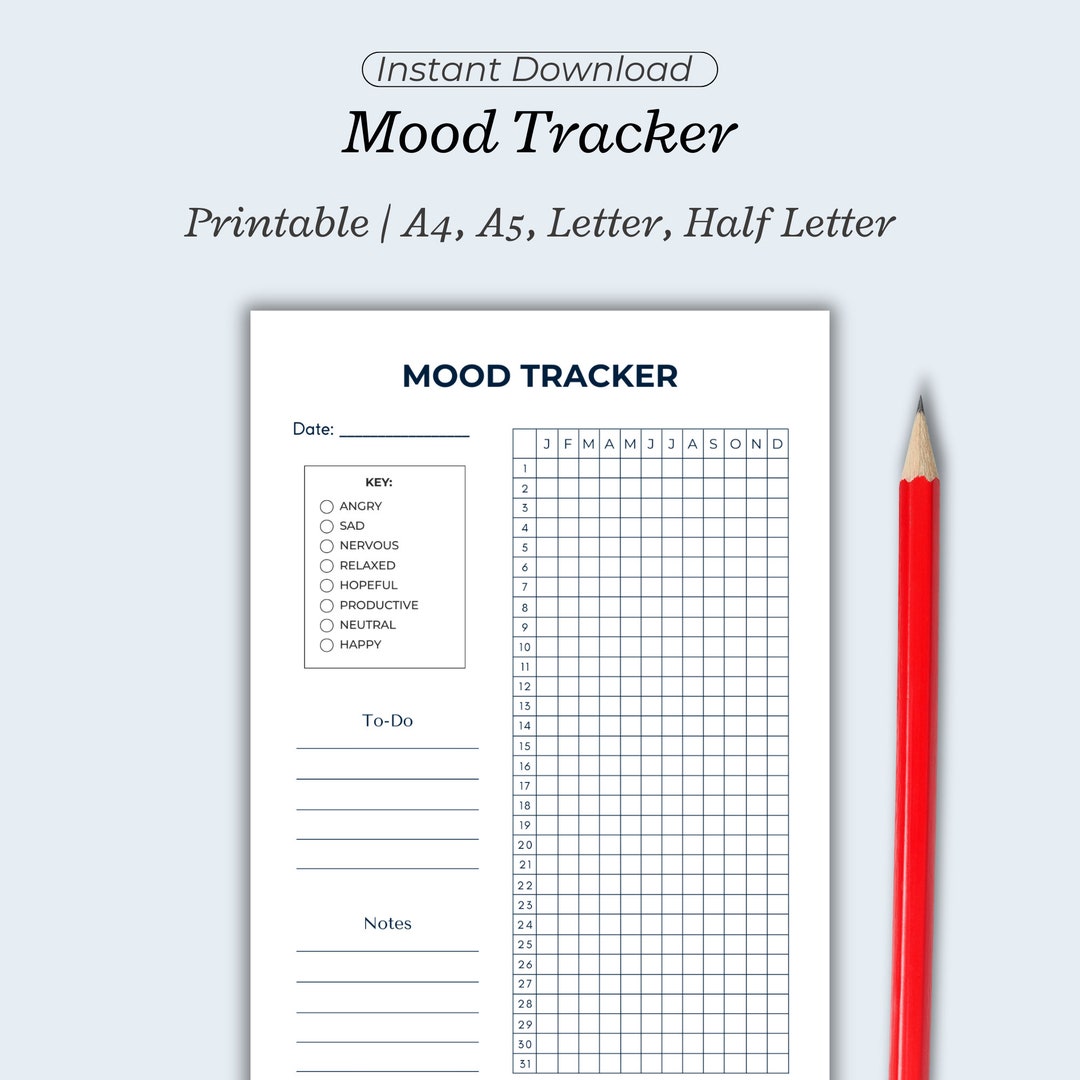 Mood Tracker, Instant Download, Printable Mood Tracker, Happy Tracker ...