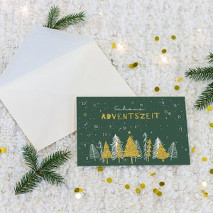 PremiumLine Weihnachtskarten 5 Stück Interaktiver DIN A5 Adventskalender mit 24 QR Code Rezepten zum Kochen & Backen Adventskalenderkarte