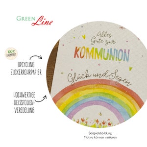 GreenLine Glückwunschkarten zur Kommunion Set mit Umschlag Kommunionskarten Handmade Recycling 100% baumfrei Zuckerrohrpapier Bild 3