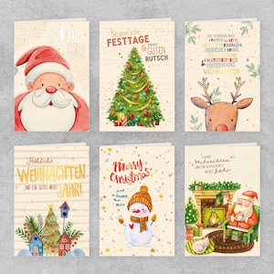 Weihnachtskarten Set inkl. Umschlag Weihnachtsgrüße Frohe Weihnachten Handmade Recycling Glückwunschkarte 100% baumfrei aus Zuckerrohrpapier