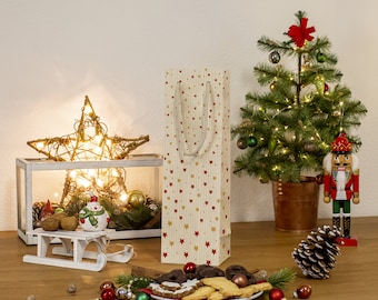 GREENLINE Geschenktaschen für Flaschen 6 Stück Weihnachten Flaschentüten edle Zuckerrohrpapier Geschenktüten 100% Baumfrei für Wein Sekt