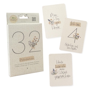 Meilensteinkarten Baby 32 Stück Set Neutral für Jungen und Mädchen, Momente und Meilensteine für das 1. Lebensjahr, Zuckerrohrpapier Karten