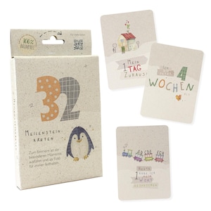 Meilensteinkarten Baby 32 Stück Set Neutral für Jungen und Mädchen, Momente und Meilensteine für das 1. Lebensjahr, Zuckerrohrpapier Karten