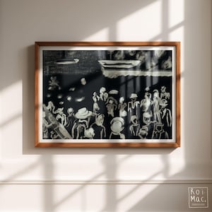 Arte elegante en blanco y negro para discotecas: decoración vintage de carrito de bar con temática de jazz de los años 20