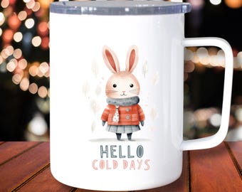 Insulated Stainless Steel Coffee Mug, Bunny Design, Travel Mug