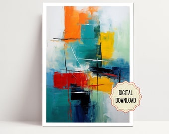 Vibrant Multicolor Abstract Art Print Digital Download – Colorful Bold Painting Printable | Modern Home Decor | Instant Download