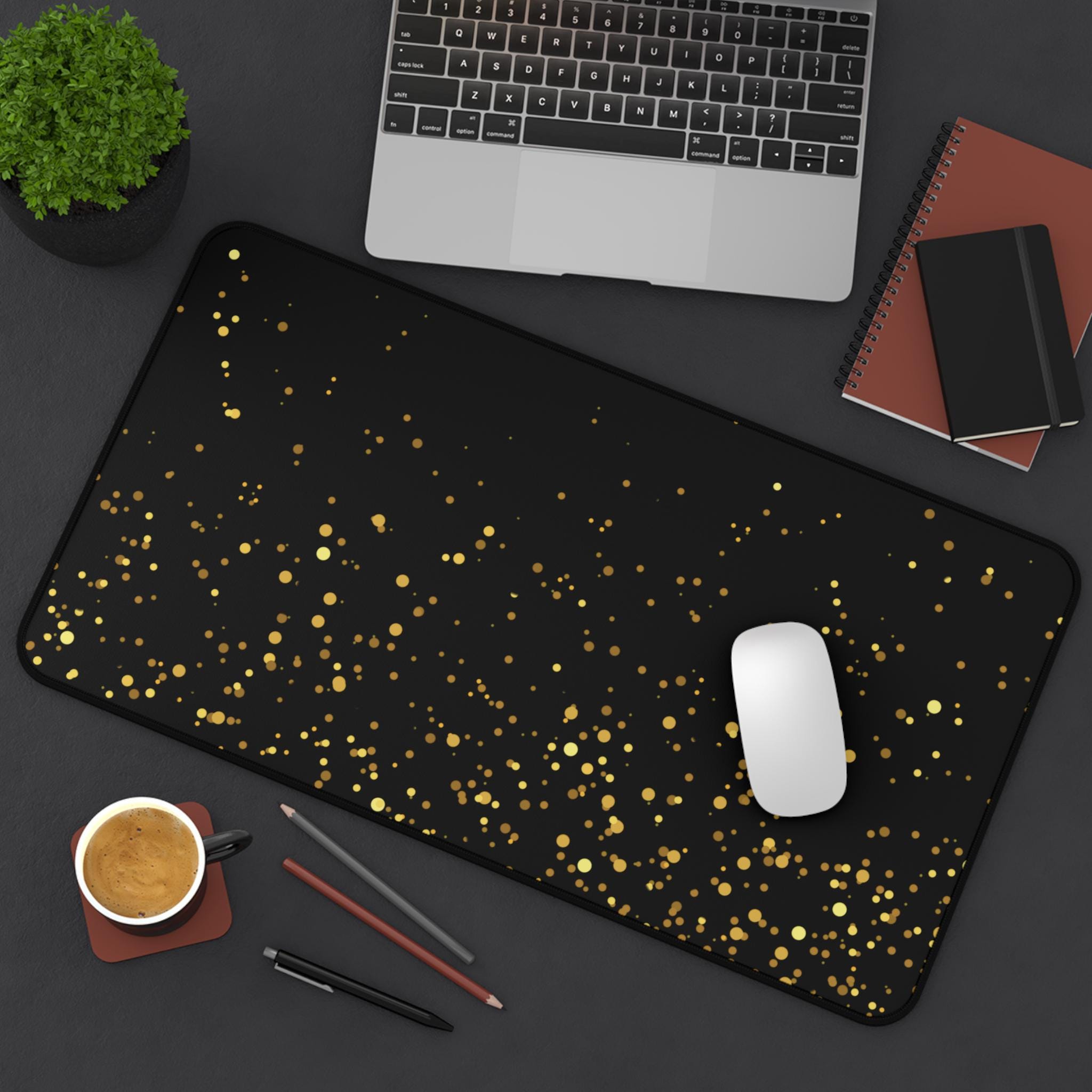 Tapis de bureau élégant tacheté d'or - Déco de bureau, accessoires d'espace de travail, cadeau pour les étudiants, bureau à domicile, style minimaliste