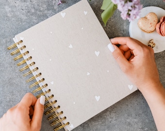Dated Weekly Planner - Natural Cloth | you DECIDE when to START | organiser | gift for her | monthly, weekly book | Personalised Planner