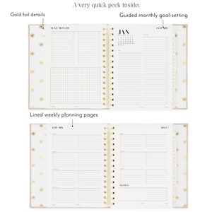 Dated Weekly Planner Light Brown Cloth you DECIDE when to START organiser gift for her monthly, weekly book Personalised Planner image 4