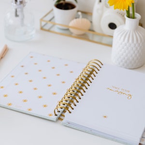 Dated Weekly Planner Light Brown Cloth you DECIDE when to START organiser gift for her monthly, weekly book Personalised Planner image 9