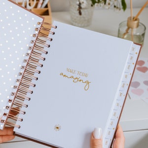 Dated Weekly Planner Pink Cloth you DECIDE when to START organiser gift for her monthly, weekly book Personalised Planner image 4