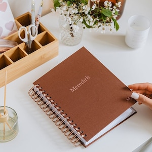 Dated Weekly Planner - Brown Cloth | you DECIDE when to START | organiser | gift for her | monthly, weekly book | Personalised Planner
