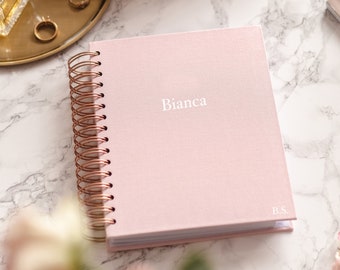 Dated Weekly Planner - Pink Cloth | you DECIDE when to START| organiser | gift for her | monthly, weekly book | Personalised Planner