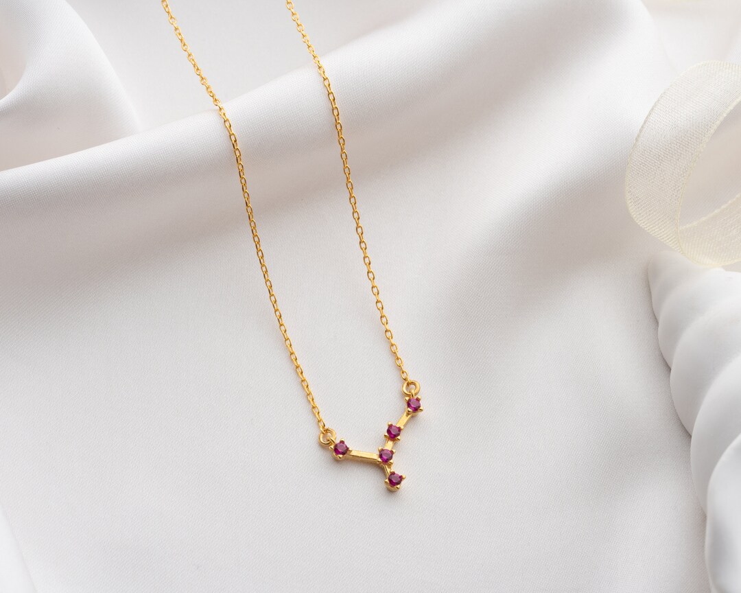 5-Piece Zodiac Sign Jewelry Set - Necklace, Earrings, Bracelet With Constellation Pendants (Gold)