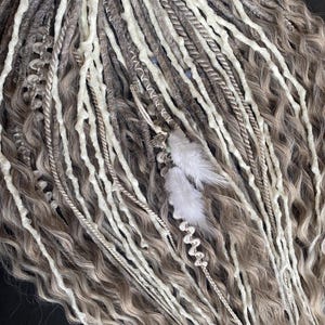 White and Gray Synthetic Dreads  Double Ended, Ombre Gray dreads and braids, Platinum Blonde Crochet Dreadlock Extensions