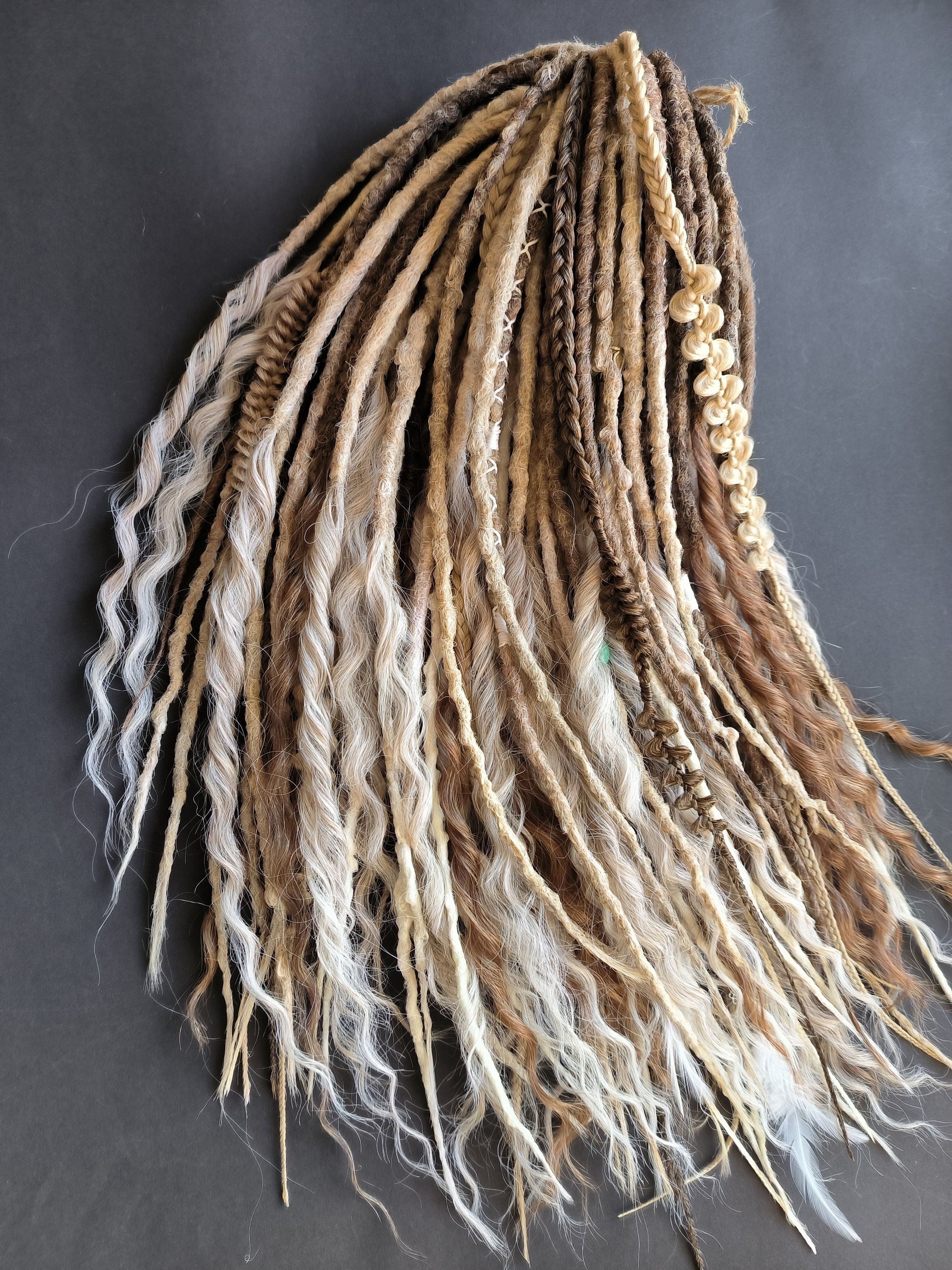 Boho dreadlocks| Mix of Double ended dreadlocks| Full set| Light brown to blond Ombre| Dreadlock extensions