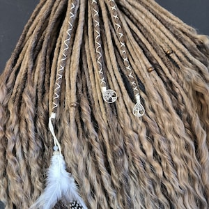 Cream Blonde, Curly mix, Synthetic Dreads, Wave Dreads, Beige Blonde Dreadlocks with Accessories, Boho dreadlocks