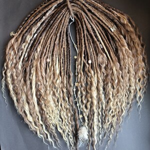 Curly Double Ended Synthetic Dreads - Brown to Blonde Ombre Boho Hair Extensions