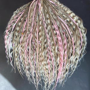 Double ended curly dreads, Boho pink dreads, Ombre blond Curly dreads, Curly double ended dreadlocks blond de braids
