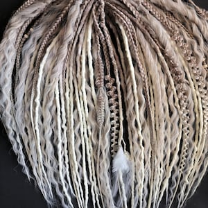 Boho Synthetic Dreadlock Extensions: Brown & Ash Blonde Blend