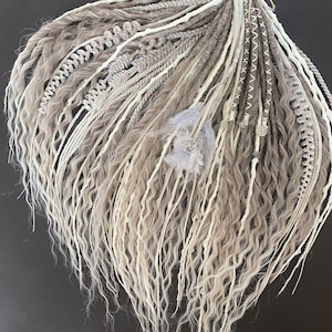 White and Gray Synthetic Dreads  Double Ended, Ombre Gray dreads and braids, Platinum Blonde Crochet Dreadlock Extensions