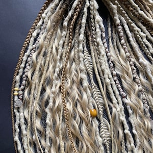 Powder Blonde Ombre Dreads with Dark Roots, Textured Braid Set, 50 DE Pieces