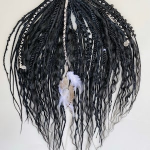 Black dreadlocks, Mix dreadlocks set, Total black dread, Custom DE  black hair extensions