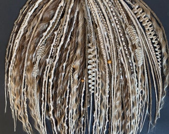 Dreads synthétiques bouclées à double extrémité - Extensions de cheveux blond cendré ombré bohème