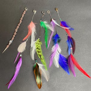 Handmade dreadlock pendant. Hair extension with charms. Feather Hair pendant for dreadlocks and braids. Boho hair accessory.