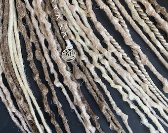 Boho dreadlocks, Double ended dreadlocks, Full set, Powdery Blonde, Synthetic braids, Dreadlock extensions