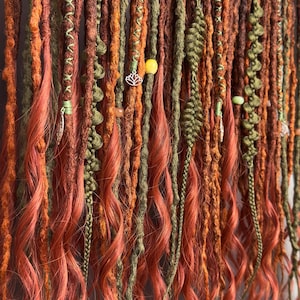 Mix of Double ended dreadlocks and de braids, Synthetic crochet dreads extensions pastel orange. Copper Boho de dreadlocks