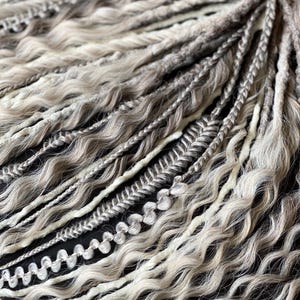 Boho dreadlocks, Dread curls natural look synthetic curls and  braids, light platinum ash blond, light gray