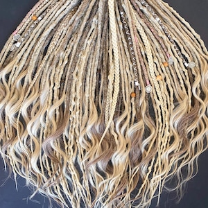 Mix of Double ended dreadlocks light brown to blond, full set, dreadlock extensions, boho dreads
