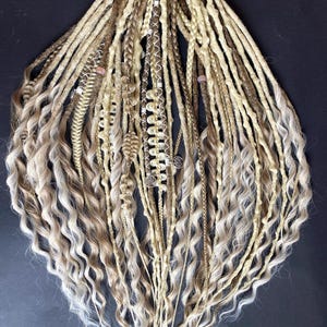 Boho dreadlocks| Mix of Double ended dreadlocks| Full set| Light brown to blond Ombre| Dreadlock extensions