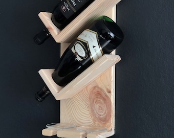 Natural Wood Retro Wine Rack with 2