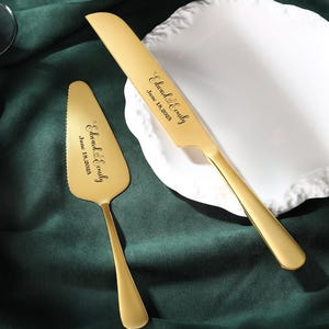 Gepersonaliseerde bruidstaart snijset, gegraveerde taartsnijder serveerset, aangepaste naam bruidstaartmes, verlovingsgeschenken, jubileumcadeau