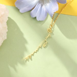 Personalized Flower Jewelry Gift for Her, Custom Name Necklace with Birth Flower, Family Birthflower Necklace,Handmade Birthday Gift For Her