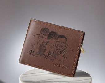 Personalisierte Fotobrieftasche für Papa, Herren PU-Leder Brieftasche, Geburtstagsgeschenke für Papa, Erinnerungsgeschenke für Ehemann, Geschenke für ihn, Vatertagsgeschenk