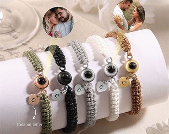 Personalisierte Haustier Fotoprojektion Armband, benutzerdefinierte geflochtenes Seil Armband mit Initiale, handgemachter Schmuck, Muttertagsgeschenk, Hundeliebhaber Geschenk