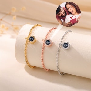 Custom Photo Projection Bracelet,Personalized Memorial Picture Inside Bracelet,Bubble Bracelet,Anniversary Gift for Her,Graduation Gifts