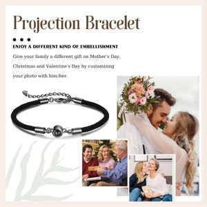 Personalized Picture Inside Bracelet,Custom Photo Projection Bracelets,Handmade Jewelry,Couple Bracelets,Anniversary Gifts for Her zdjęcie 8