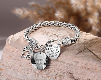 Kundenspezifisches Foto-Memoria-Armband mit Flügeln, graviertes Foto-Weihnachtsarmband, Engelsflügel-Gedenkschmuck, Ihre Flügel waren bereit Beileidsgeschenk