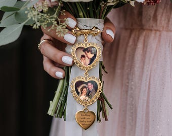 Custom Photo Bridal Bouquet Charm,Personalized Wedding Memorial Bouquet Brooch,Groom Lapel Pin,Bridal Shower Gift