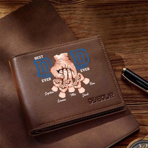 Cartera de cuero personalizada con foto grabada para papá, regalos para papá de sus hijos, regalo para el Día del Padre.