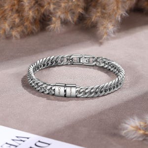 Pulsera personalizada para papá, pulsera con nombre de niño, pulsera de plata personalizada para hombre, pulsera con nombre familiar, regalo para el Día del Padre, regalo de la esposa.