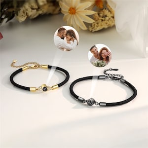 Bracciale con immagine personalizzata all'interno, braccialetti con proiezione di foto personalizzate, gioielli fatti a mano, braccialetti di coppia, regali di anniversario per lei