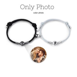 Set of 2 Photo Projection Bracelet,Magnetic Bracelets for Couples,Matching Bracelets,Long Distance Bracelets,Anniversary Gift,Couples Gift Only Photo