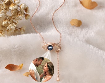 Personalized Photo Projection Necklace, Custom Picture Necklace, Memorial Gift, Gift for Her, Mom Necklace, Valentine Day Gift